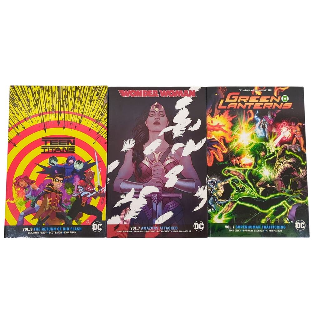 DC Comics TPB Lot 3: Teen Titans Kid Flash, Wonder Woman Amazons, Green Lanterns